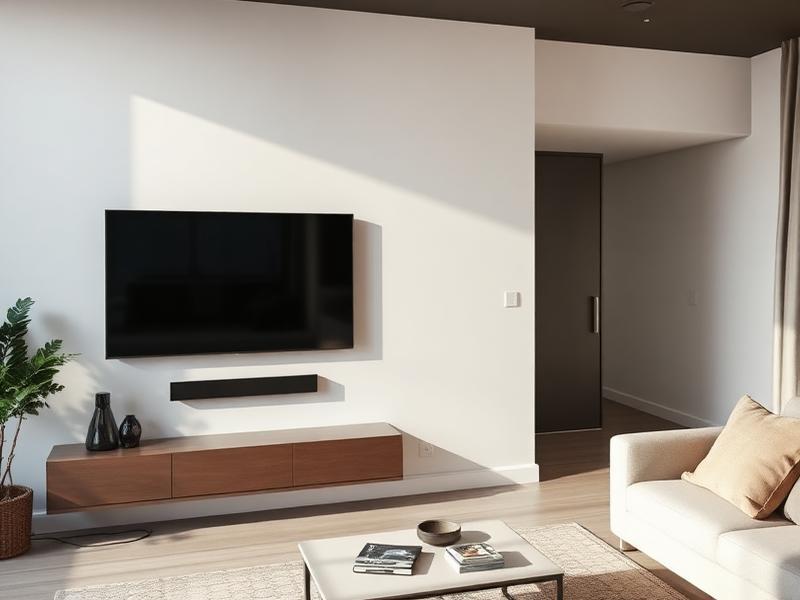 TV neatly wall mounted with hidden cables after installation
